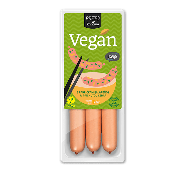 VEGAN párky s papričkami jalapeňos a príchuťou Čedar 220g